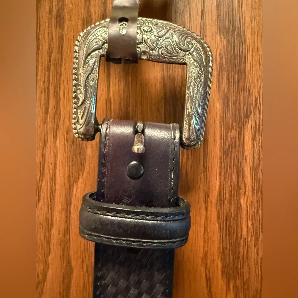 Black Beaded Leather Nocona Women's Belt